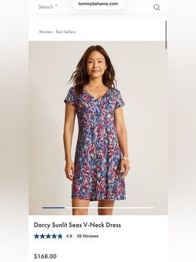 Tommy Bahama Multi-Color V-Neck Short Sleeve Mini Dress